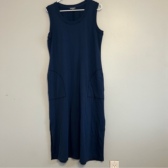 Talbots Sleeveless Maxi Dress Casual Loungewear Pocket Sz XL Blue Boho basic - Picture 1 of 11